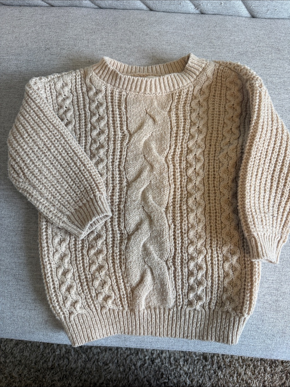 Cat & Jack Cream Cable Knit Sweater Pullover
